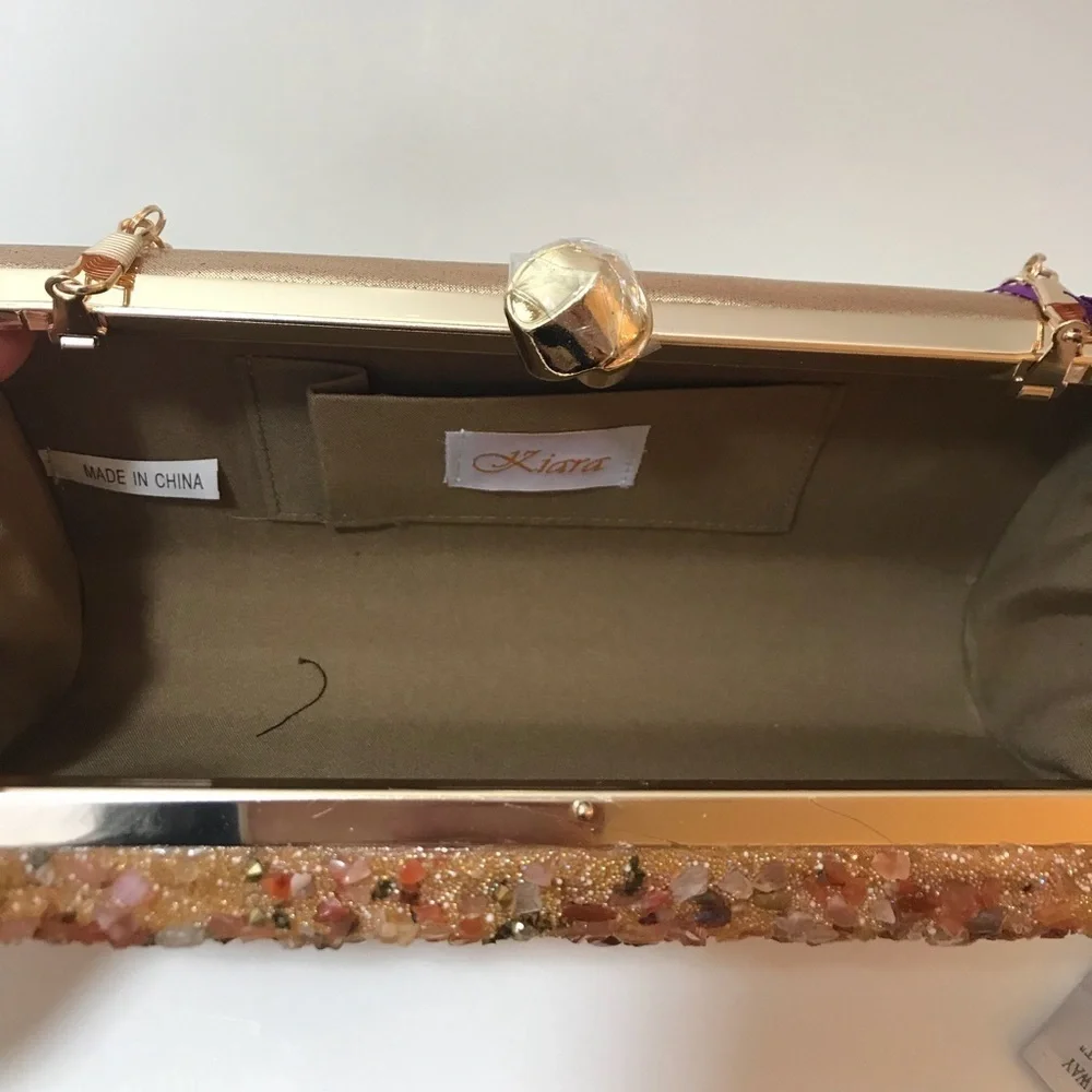 BellaKiara new big evening crossbody/ clutch rose quartz.